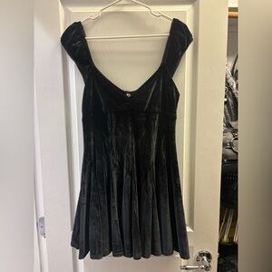 Free People fit and flare Black Velvet Mini Dress